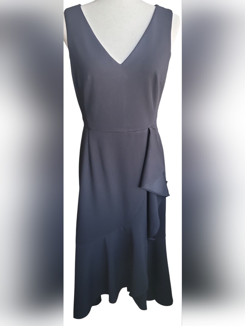 Stunning Calvin Klein Black Ruffle Sheath Dress Size 6